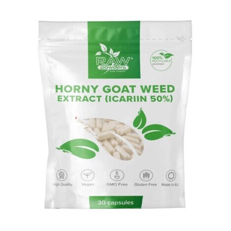 Horny Goat Weed (Iarba Caprei) Icariin 50% 200mg 30 Capsule, Raw Powders